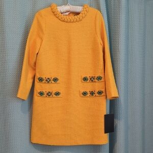 NWT Sz S Tuckernuck Yellow Bracelet Sleeve  Dress with Rhinestone Embellishments
